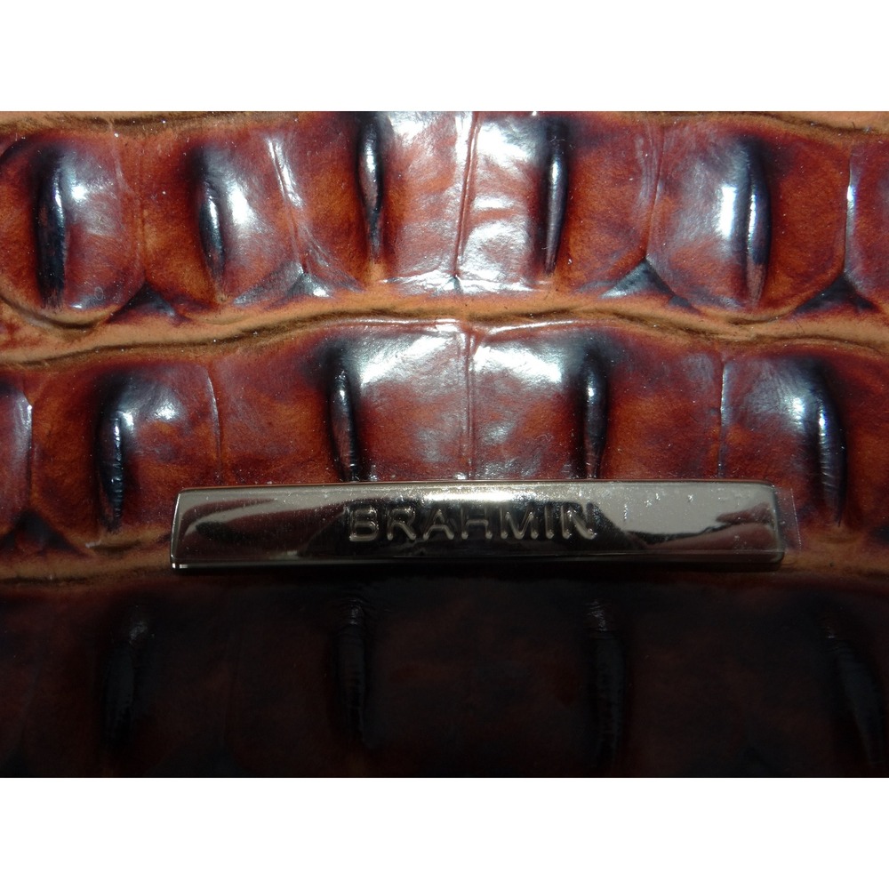 Brahmin Pecan Melbourne Croc Embossed Leather Crossbody Bag Brown Gold Hardware - Picture 12 of 12